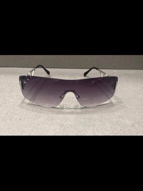 Silver Frame Purple Gradient Shield Sunglasses
